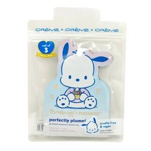 NIB The Creme Shop x Pochacco Perfectly Plump Printed Essence Sheet Mask 3PK